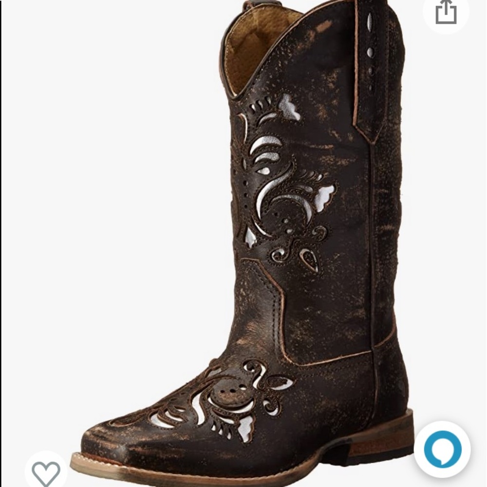 Roper Belle Square Toe Cutout Cowboy Boot (Toddler/Little Kid)